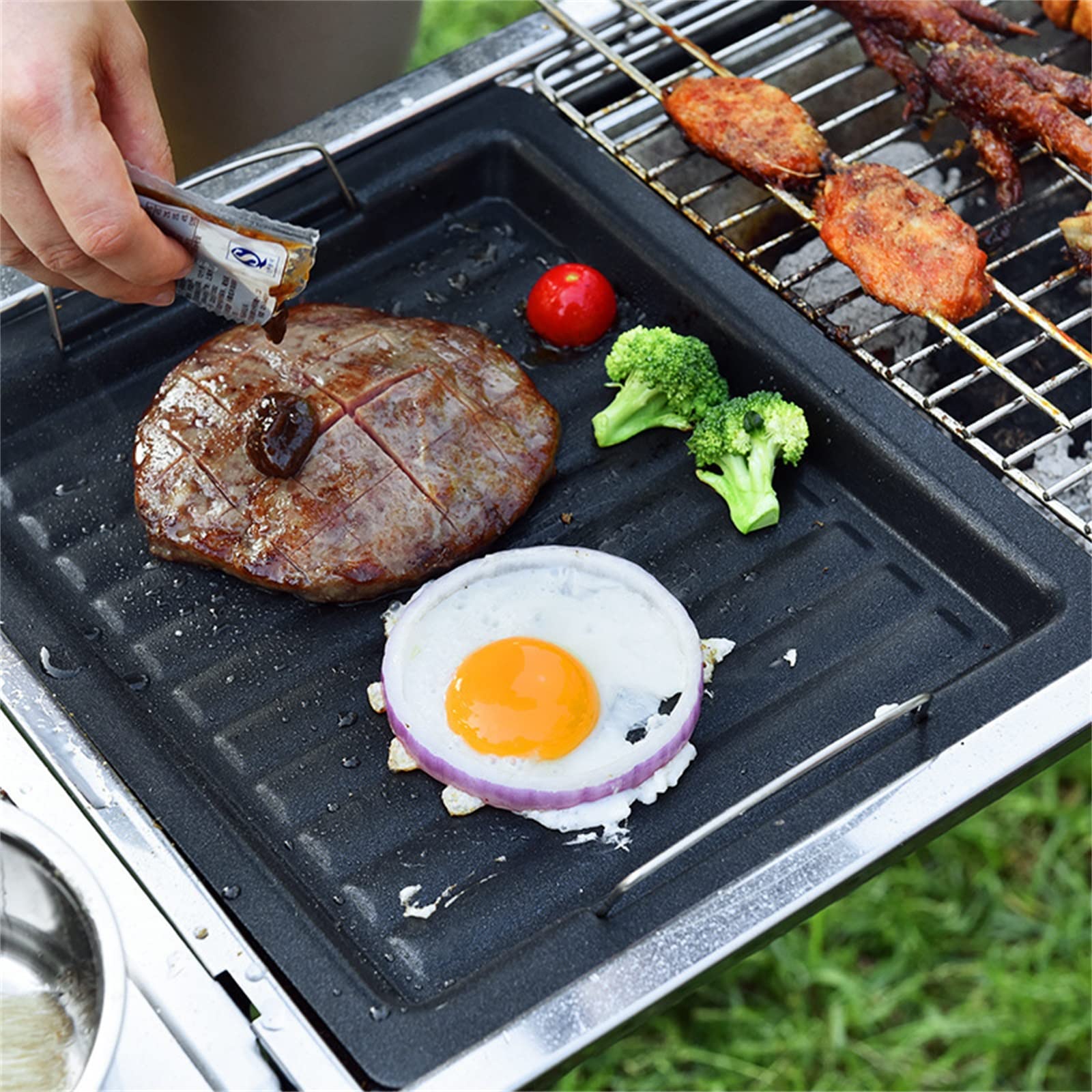  peak 鋳鉄グリルプレート　グリドル　焼肉 Amazon｜バーベキュー用 鉄板 グリドルパン鋳鉄グリルプレート